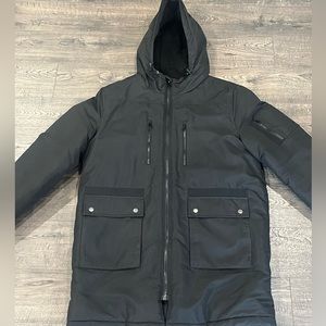 Slate & Stone Hooded Black Long Winter Coat Size L